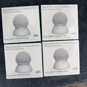 4 Pack Mission Battery Base for Amazon Echo Dot 4th 5th Gen Portable White
